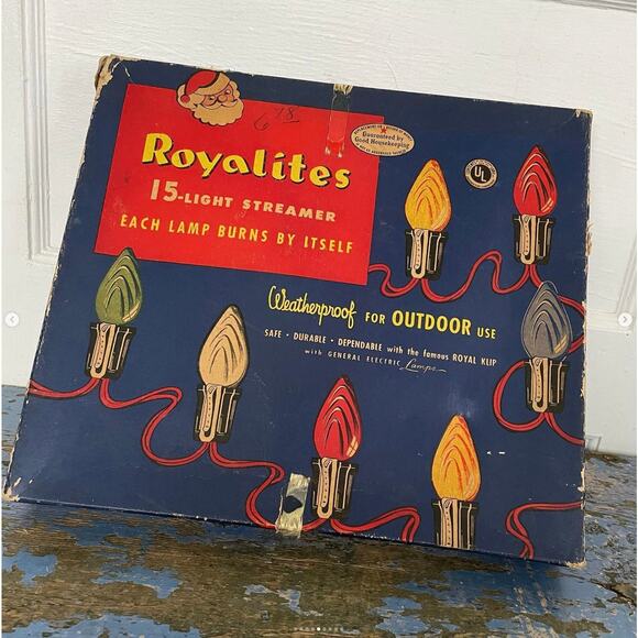 Vintage Royalites 15 Light Streamer Set Outdoor Christmas Box Works Swirl Bulbs - Picture 5 of 9
